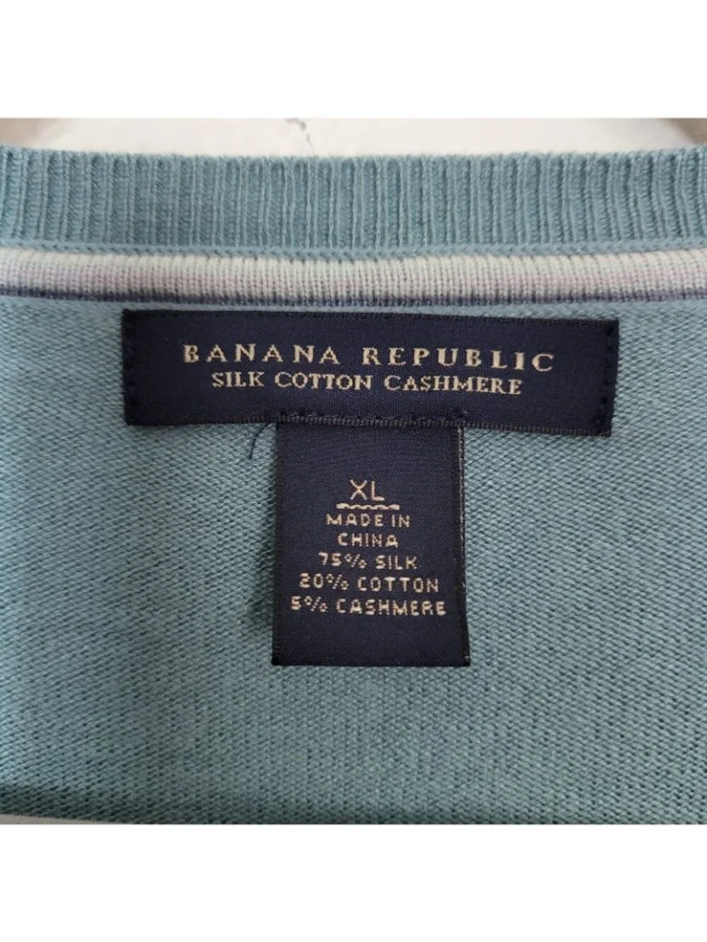 Banana Republic Silk Cotton Cashmere Blend V Neck Sweater Lightweight Spring XL